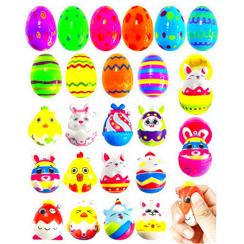 BleSky 12 Pack Easter Eggs Filled Squishy Toys , Stress Relief Animal Squishies Toys Prefilled Easter Eggs for Kids Boys Girls Easter Theme Fidget Party Favor Easter Eggs Hunt Gift Exchange