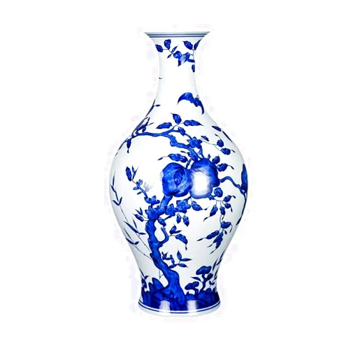 ELEYSE Vases Vase Ceramic Handmade Crafts Blue and White Pattern Office Home Accessories for Flowers Bedroom