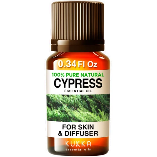 KUKKA essential oils Kukka Cypress Essential Oil - 100% Natural Grade Cypress Oil Essential Oils for Aromatherapy - Cypress Oil for Varicose Veins & Diffuser - Soap Making Scent & DIY (0.34 Fl Oz)