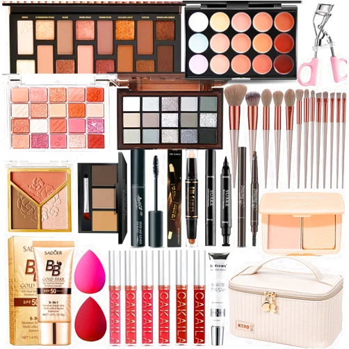 SHELAKIN All in One Makeup Kit, Makeup Kit for Women Full Kit, Travel Make Up Gift Set for Women, Teens & Girls, Includes Eyeshadow Lipstick Eyeliner Eyebrow Pencil Brush Set, Beginners and Professionals Alike