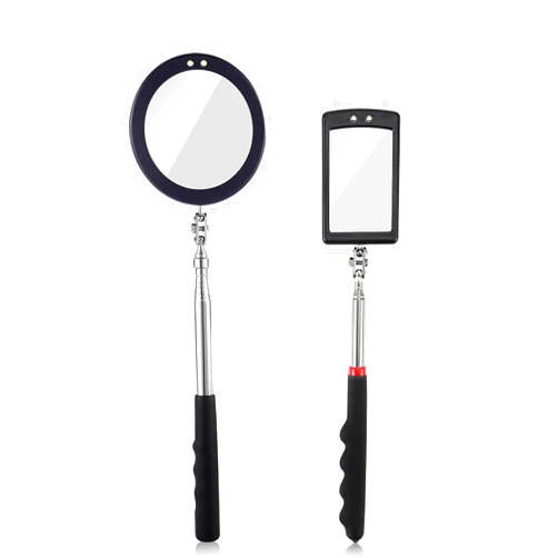 Rechabite 2 Pieces Telescoping Inspection Mirror LED Light Set with Large 3.75