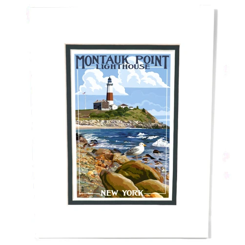 Lantern Press 8x10 Inch Matted Art Print Wall Decor, Montauk Point Lighthouse, New York