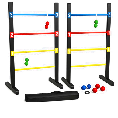 Bolaball Pro Ladder Toss Indoor Outdoor Game Set for Yard & Lawn Games with 6 Soft Rubber Bolo Balls Heavy Duty Bars Stands & Travel Carrying Case | Game for Family Kids Beach Party Picnic