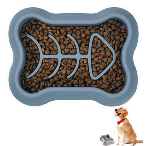 ZNOKA Fun Slow Feeder Bowl, Healthy Eating Slow Feeder Dog Bowl, Soft Silicone Slow Eating Dog Food Bowl for Small, Medium and Large Dogs (Gray)