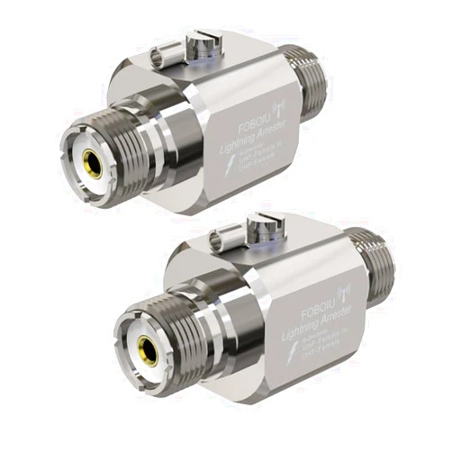 Foboiu Coaxial Lightning Arrester 2 Pack Suppressor Connectors Coax Cable Surge Protector for HF Radio，RF，VHF, UHF, CB, Ham, Two-Way Radio Ham Antenna with Dual UHF-Female (SO-239)