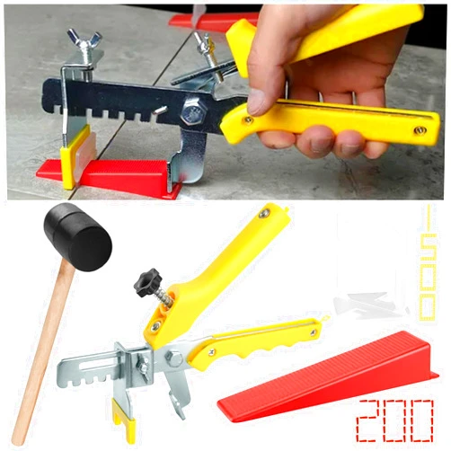 NEUERMOND Tile Leveling System with Plier and Rubber Mallet, 1500 Pcs Tile Spacers Clips 200 Pcs Reusable Wedges, Leveler Tool Set for DIY Professional Ceramic Tile and Stone Installation (1/16 Inch)