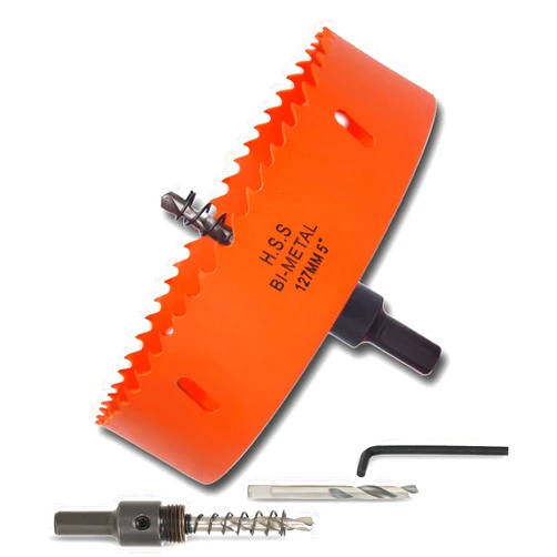 VIKITON 5 inch Hole Saw with Arbor for Metal Wood and Plastic, 127mm Bi-Metal Hole Cutter for Different Project with Smooth and Flat Drilling Edge, Fast Chip Removal