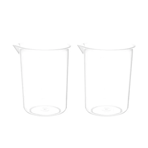 Bettomshin 2Pcs 250ml Resin Mixing Cups, PP Plastic Measuring Low Form Beaker, Liquid Measuring Cups, Graduated Beakers Multipurpose Mixing Cups Transparent for Lab Kitchen Liquids
