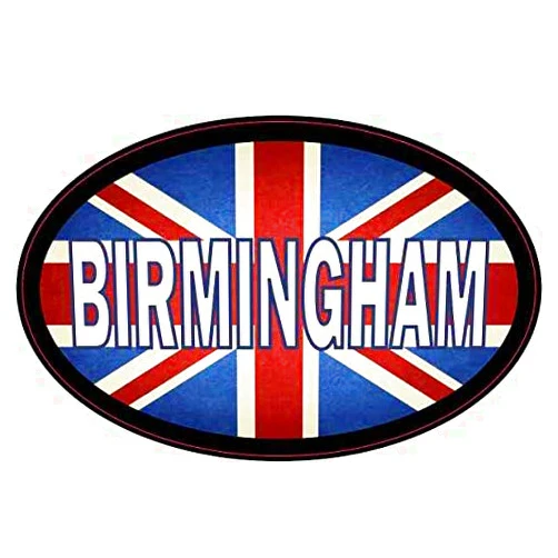 StickerTalk Oval UK Flag Birmingham Vinyl Sticker, 4 inches by 2.5 inches