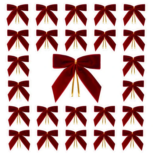 IEOSNGN 48 Pcs Velvet Bows for Christmas Tree,3.54'' Christmas Bows,Red Bows for Christmas Tree,Christmas Bows for Gift Wrapping Wedding Decor (Burgundy)