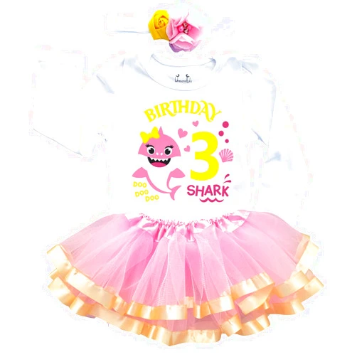 Luke and Lulu Shark Birthday Outfit Girl Collection - 3rd Birthday Girl