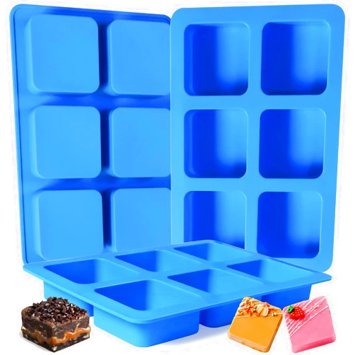 Sidosir 3Pcs Chocolate Covered Cookie S'mores Molds Silicone, 6-Cavity Square Caramel Silicone Molds for Fat Bombs, Chocolate Truffles Mold for Hard Candy, Ice Cube