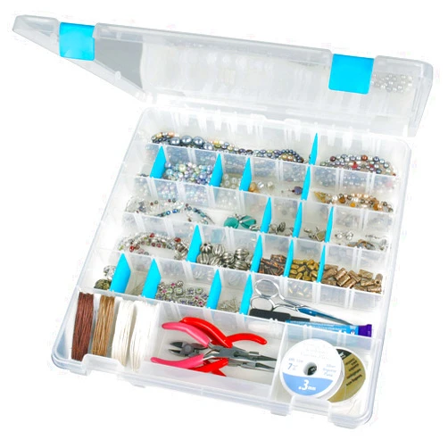 ArtBin 6865AT Super Satchel Slim 8 Compartment Crafting & Jewelry Organizer with Anti-Tarnish Technology, [1] Plastic Storage Case, Clear