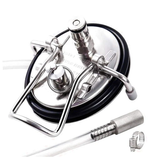 FERRODAY Carbonation Keg Lid for Corny Keg Lid Carbonation Stone Beer Force Carbonation Keg Lid Diffusion Stone Carbonating Keg Lid Carbonator Stainless Steel 304 Keg Lid for Cornelius Keg - 20
