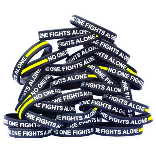 SayitBands 50 of Thin YELLOW Line No One Fights Alone Bracelets