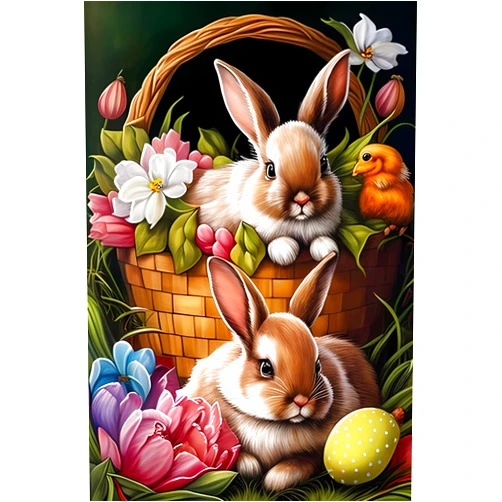 Worihut 5D Diamonds Painting Kits for Adults, Easter Bunnies DIY Full Round Diamond Art Perfect for Autumn Handmade Gifts Halloween Interior Decoration Relaxation and Bathroom Decor 12 X 16inch