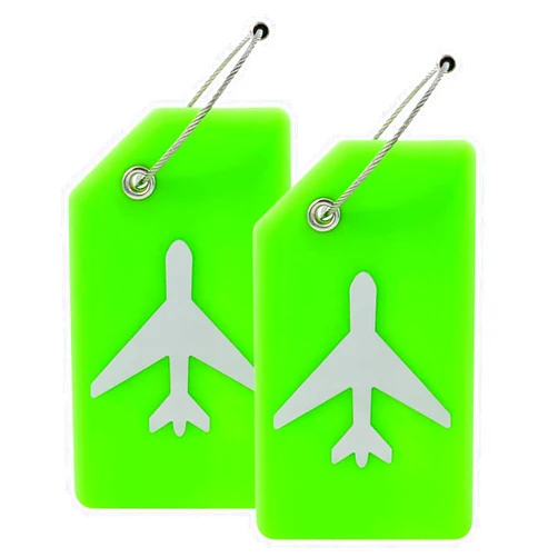 Mziart 2 Pack Silicone Luggage Tags for Suitcases Travel Bag Tags for Luggage, Baggage Suitcase Tags with Privacy Name ID Card (Green)