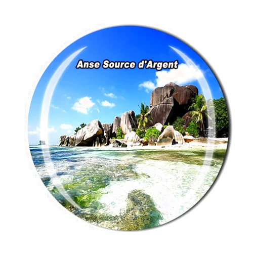 Timefly ANSE Source d'Argent Seychelles Fridge Magnet Crystal Tourist Souvenir Gift Collection Refrigerator Magnetic Sticker