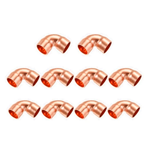 MECCANIXITY 90 Degrees Elbow Copper Pipe Fitting Short Turn Welding Connection 1/2 Inch ID for HVAC Air Conditioning Pipe, Pack of 10