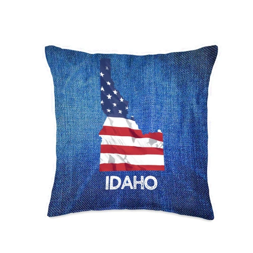 RALLY ROUND THE AMERICAN FLAG USA IDAHO IDAHO Sun Valley Boise Monarch Butterfly Huckleberry Potato Throw Pillow