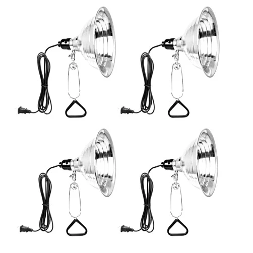 Simple Deluxe Clamp Lamp Light 150 Watt with 8.5 Inch Aluminum Reflector (no Bulb Included), 6 Feet Cord, 4 Pack, Black
