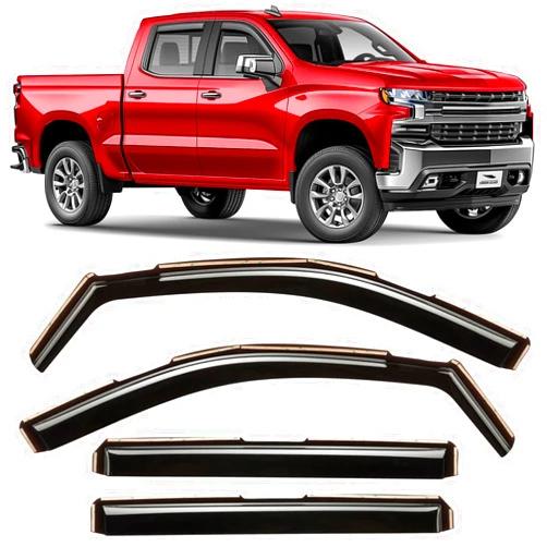 Voron Glass in-Channel Extra Durable Rain Guards for Chevy Silverado/GMC Sierra 1500 2019-2026 Crew Cab,Window Deflectors,Vent Visors,4pcs - 220089