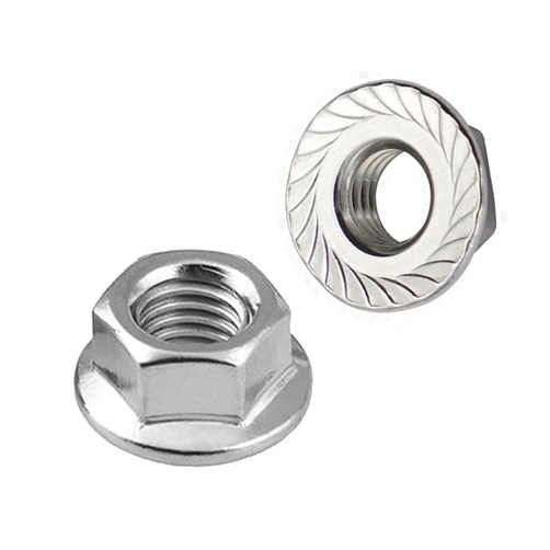 MewuDecor M8-1.25 Serrated Flange Nuts Flanged Locknuts Flanged Locknuts, Stainless Steel 18-8 (304), Bright Finish, 100 PCS
