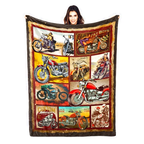 ZEWASIIL Retro Motorcycle Gift Ultra-Soft Throw Blanket 80