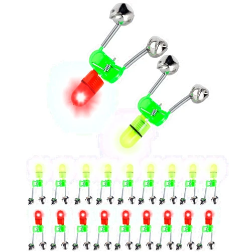 OHOH LED Night Fishing Rod Bite Bait Alarm Light with Twin Bells Ring Fishing Bite Alarm Indicator On Fishing Rod
