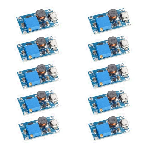 VKLSVAN 10PCS DC-DC Boost Converter 2V-24V to 5V-28V Adjustable Step up Power Supply Module with Micro USB