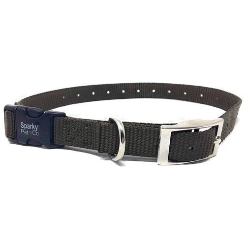 Sparky Pet Co - ECollar Replacement Strap - Double Buckle Dog Collar - Rugged Nylon - Adjustable - D Ring - Quick Release Metal Clasp - for Invisible Fence Systems - 1