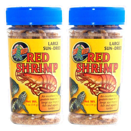 Zoo Med 2 Pack of Large Sun-Dried Red Shrimp, 0.5 Ounces Each, Treat for Large Tropical Fish and Aquatic Turtles