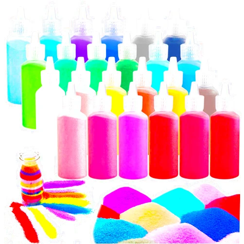 Niurewan 24 PCS Art Sand,1.25oz Bottles,DIY Sand Arts and Crafts Kit,Scenic Sand for Kids,Colored Sand Kit for Wedding Decor,Painting,Crafts