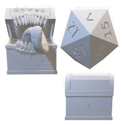 Handmade Set of 2 Mimic Monster Miniatures for DND Pathfinder RPG Unpainted Resin 28mm-32mm (Medium - Chest)