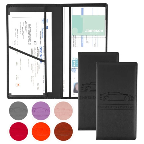JUSTTOP 2Pack Car Registration and Insurance Holder,Car Document Holder for Cards License with Magnetic Shut,Vehicle Glove Box Car Organizer for Documents, Cards, License(Black)