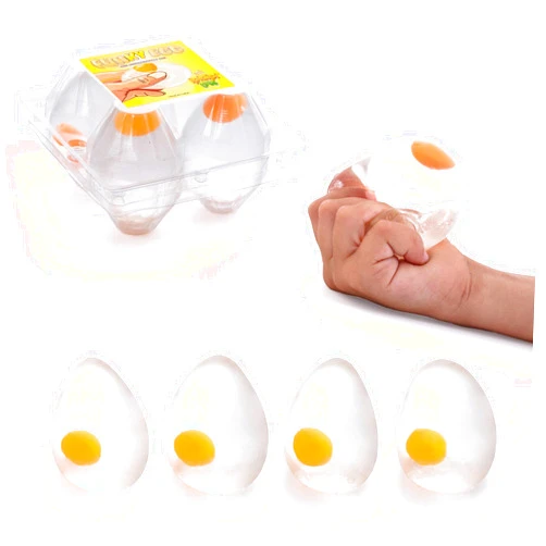 IPIDIPI TOYS Funky Egg Squishy Ball – Clear Egg Yolk Fun Squeeze, Yolk Balls for Kids, Easter Basket Fillers, Squishies Fun Fidget Toy, Stocking Stuffers, Birthday Party Favors – Pack of 4