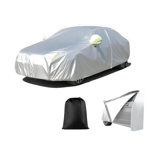 FREGENBO Heavy Duty All Weather Car Cover Universal Fit for Sedan Length 173-177 inches,6 Layers Waterproof Full Exterior Cover with Door Zipper&Cotton&Windproof for Sun UV Snow Rain Dust Hail Wind Protection