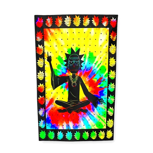 Stunned Mind Rick and Morty Wall Tapestry [53 x 81 inches], Rick as the Spiritual Leader by Just Funky - SyFy, Cartoon, Animation, Adult Swim, Psychodelic