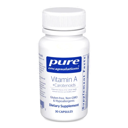 Pure Encapsulations Vitamin A + Carotenoids (Lutein, Zeaxanthin, and Astaxanthin) | Hypoallergenic Dietary Supplement | 30 Capsules