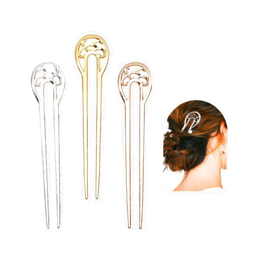 BRBASAP 3 Piece French Hair Pin Metal Vintage Metal U Shaped Hairpins Nordic Classical Hair Forks for Updos Chignons Hair Accessories for Women and Girls Hairstyles Silver Gold Rose gold