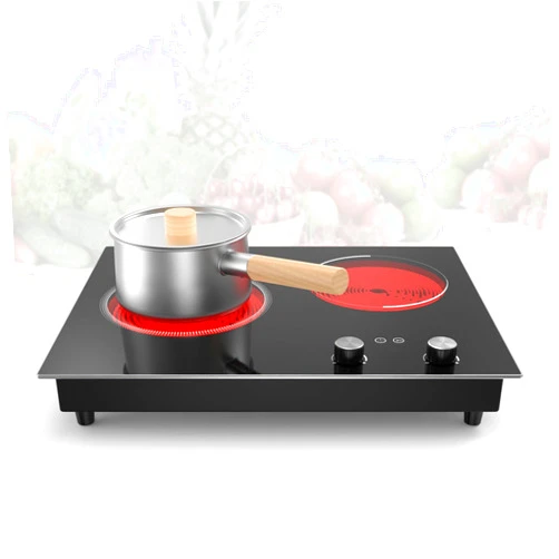 GIHETKUT Electric Cooktop,3000W Built-in & Countertop Electric Burner,Electric Stove Top with10 Heating Level, Timer & Kid Safety Lock, LED Knob Touch Control 2 Burner Electric Cooktop (No Plug)