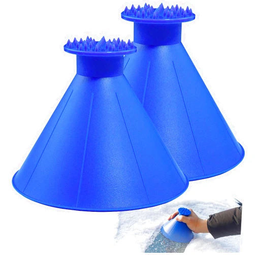 CLESDF Magical Ice Scrapers for Car Windshield - 2 Pack Cone Magic Car Ice Scraper with Funnel, Round Snow Scraper