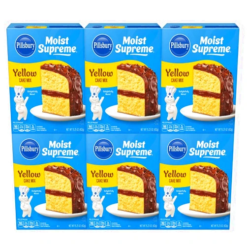 Palatize Pillsbury Moist Supreme Yellow Premium Cake Mix, 15.25 oz - Palatize Pack of 6