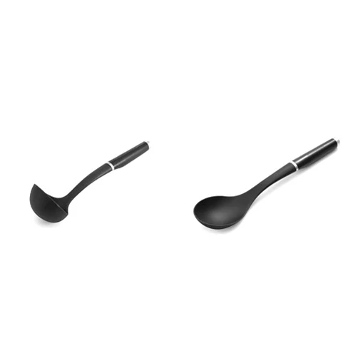KitchenAid Classic Soup Ladle, One Size, Black 2 & Classic Basting Spoon, One Size, Black 2