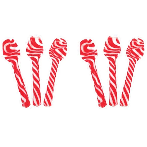 Spoons Candy Cane Peppermint Spoons - Edible Spoons - Hot Chocolate and Coffee - Bulk Children Christmas Favors, Birthday Goody Bag Filler, Stocking Stuffers (6 Spoons)