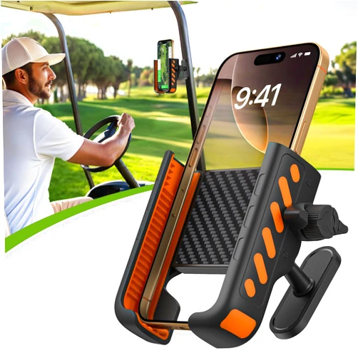 Sildark Magnetic Golf Cart Phone Holder - Golf Cart Phone Mount with N52 Magnets Compatible with EZGO Club Car Yamaha, Golf Phone Caddy for Cell Phone iPhone Samsung & More, Golf Accessories for Men Women