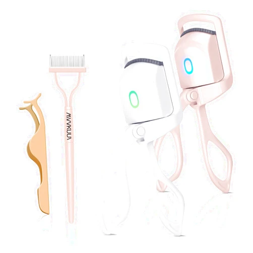 MVVKUUI [2+2pack] Heated Eyelash Curler, with Sensing Heating Silicone Pad, Quick Natural Curling for Long Lasting, 2Heating Modes, Rechargeable Portable Electric Eyelash Curler