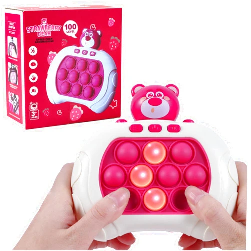 Anpole Pop Fidget Toys Handheld Game for Teens, Push Bubble Light up Puzzle Game Machine & Best Gifts for Kids, Quick Push Games Sensory Toys, Stress Relief Party Favors Toy Age 3 -12 (Bear-S)