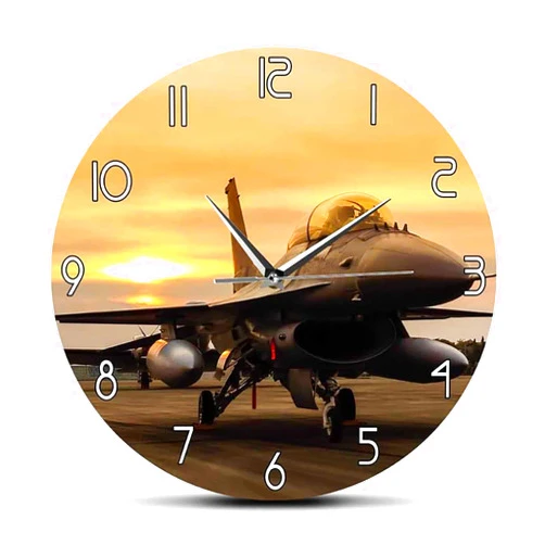 DEIOVR Home DIY Decoration Clocks, Airplane Wall Clock Creative Wall Clocks, Silent Round Wall Clock, Battery Operated for Kitchen Home Bedrooms Office(12 Inch)