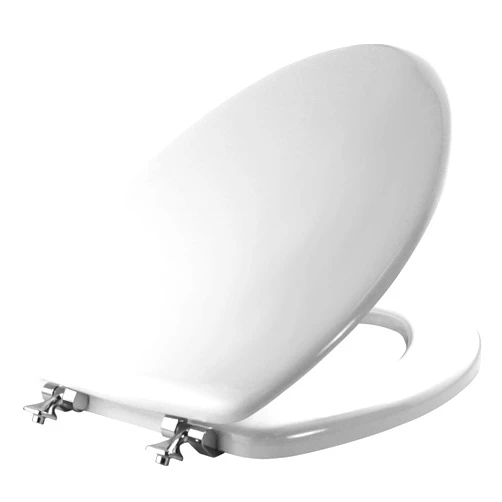 Plexon Wood Toilet Seat with Chrome Hinges, 1 Pack Elongated, White